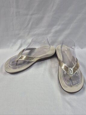 VIONIC Tide Sequin Thong Flip Flop Sandal Women Size 9 Gold Orthotic Slip On